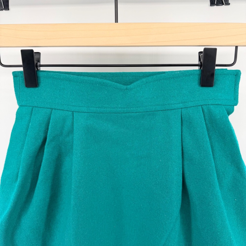 Pendleton Vintage Petite Wool Pencil Skirt High Waist Pleated Teal Green Size 2 - Picture 3 of 10